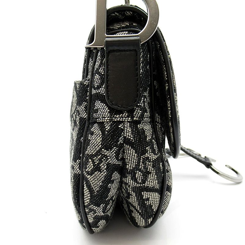 Dior Trotter Double Saddle Bag Canvas Leather Black — view 5