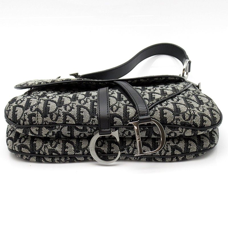 Dior Trotter Double Saddle Bag Canvas Leather Black — view 6