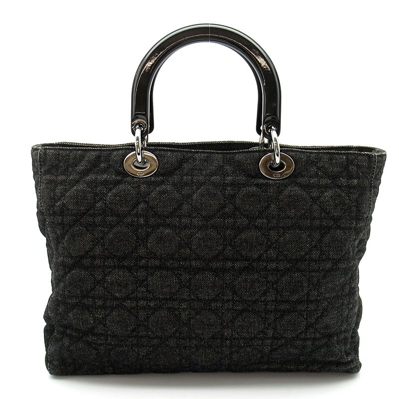Dior Lady Dior Large 2-Way Denim Shoulder Bag Black — view 4