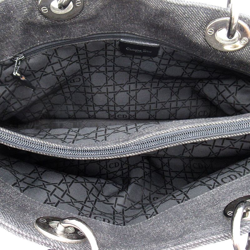 Dior Lady Dior Large 2-Way Denim Shoulder Bag Black — view 7
