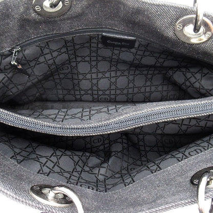 Dior Lady Dior Large 2-Way Denim Shoulder Bag Black — view 7
