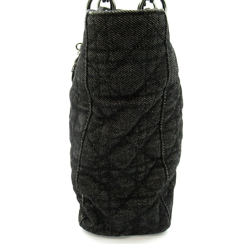 Dior Lady Dior Large 2-Way Denim Shoulder Bag Black — view 3