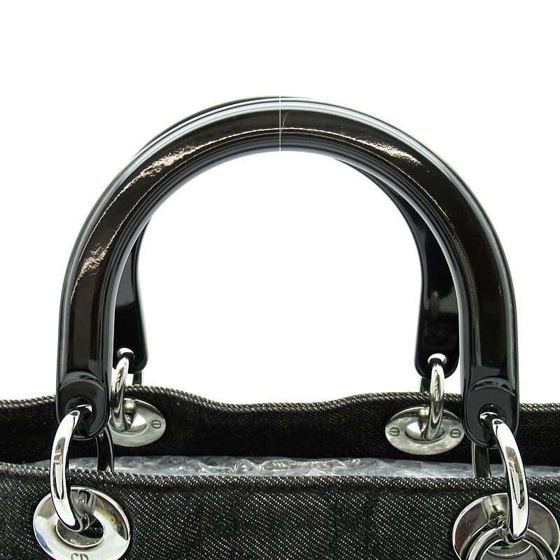 Dior Lady Dior Large 2-Way Denim Shoulder Bag Black — view 2