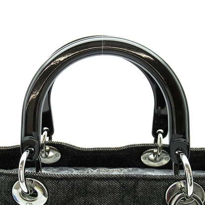 Dior Lady Dior Large 2-Way Denim Shoulder Bag Black — view 2