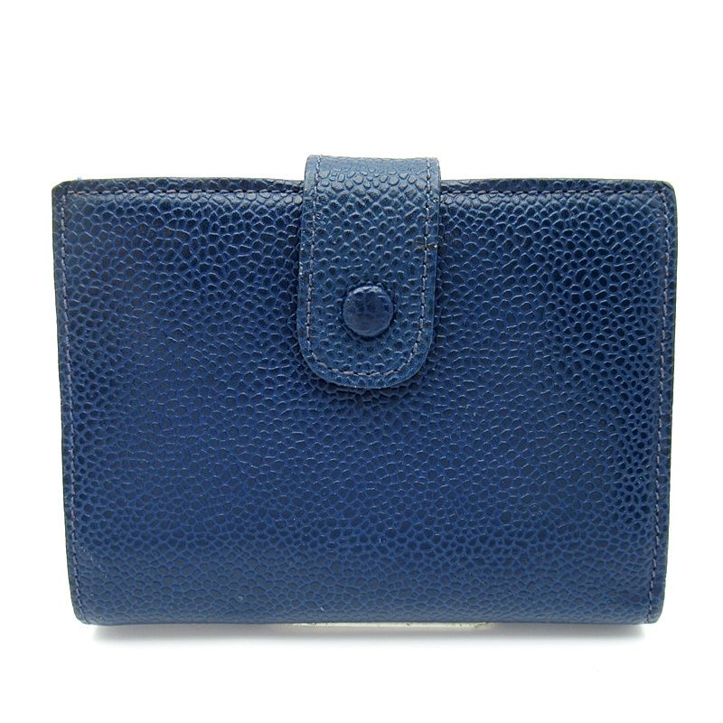 Chanel Kiss Lock Wallet Caviar Leather Blue — view 2