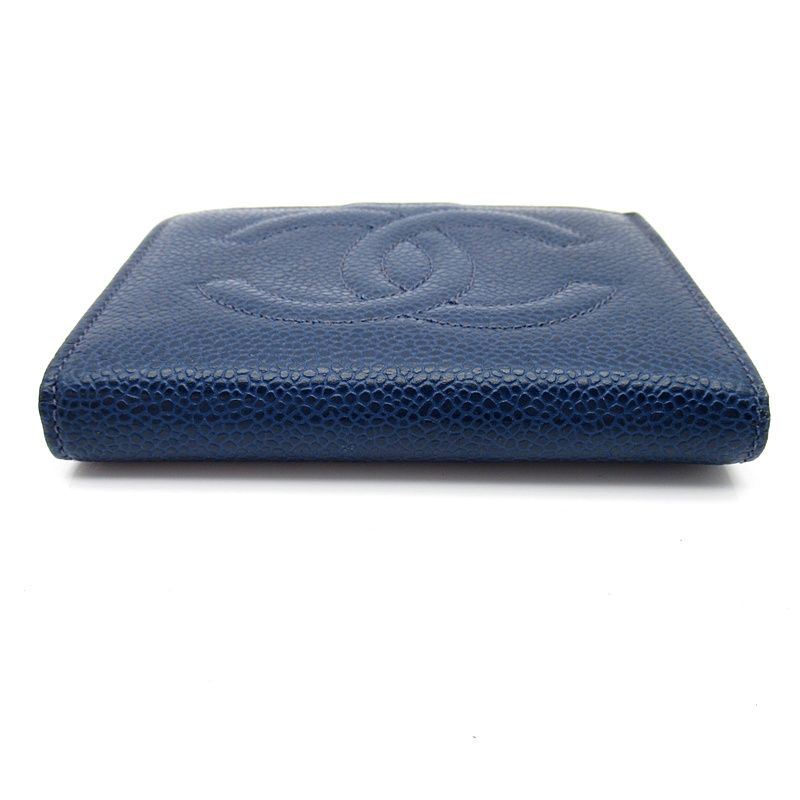 Chanel Kiss Lock Wallet Caviar Leather Blue — view 4