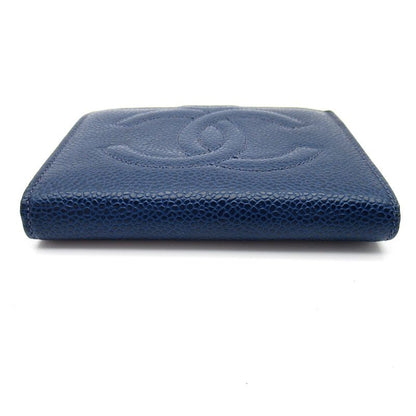 Chanel Kiss Lock Wallet Caviar Leather Blue — view 4