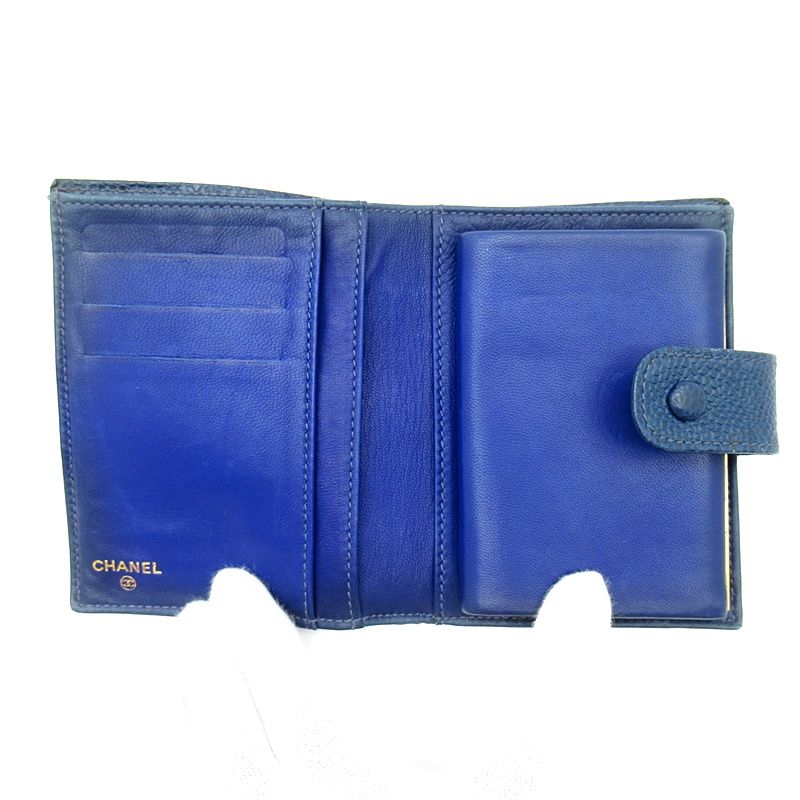 Chanel Kiss Lock Wallet Caviar Leather Blue — view 6