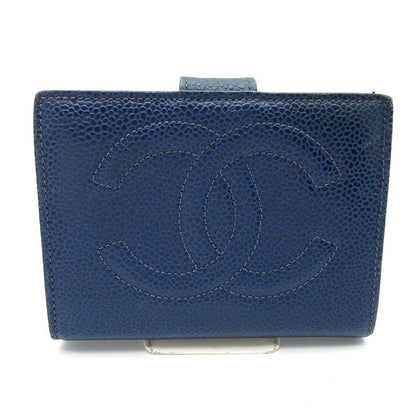 Chanel Kiss Lock Wallet Caviar Leather Blue