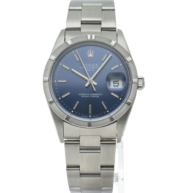 Rolex Oyster Perpetual Date Card SS Watch Blue — view 2