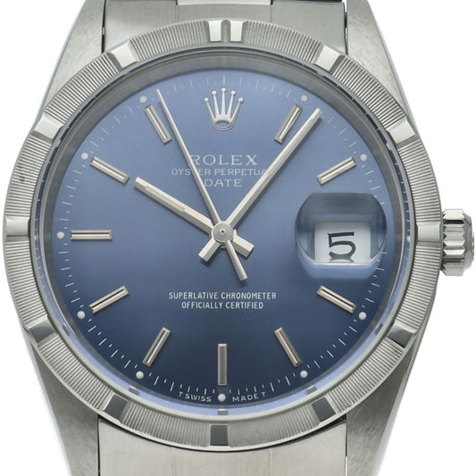 Rolex Oyster Perpetual Date Card SS Watch Blue
