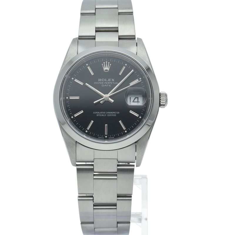 Rolex Oyster Perpetual Date Watch Card SS Black — view 2