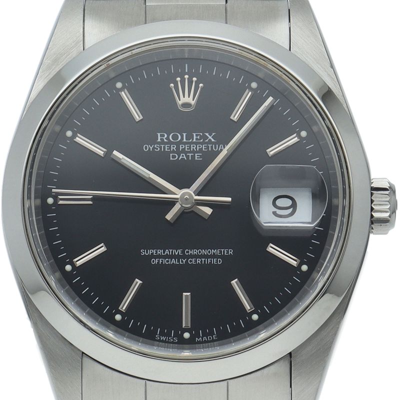Rolex Oyster Perpetual Date Watch SS Black