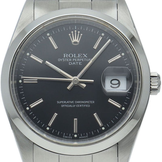 Rolex Oyster Perpetual Date Watch SS Black
