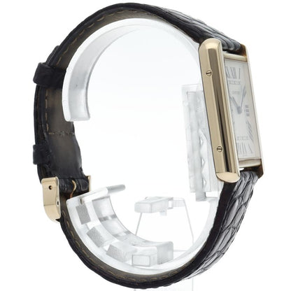 Cartier Tank Solo LM Watch 18K Yellow Gold SS Leather White — view 4