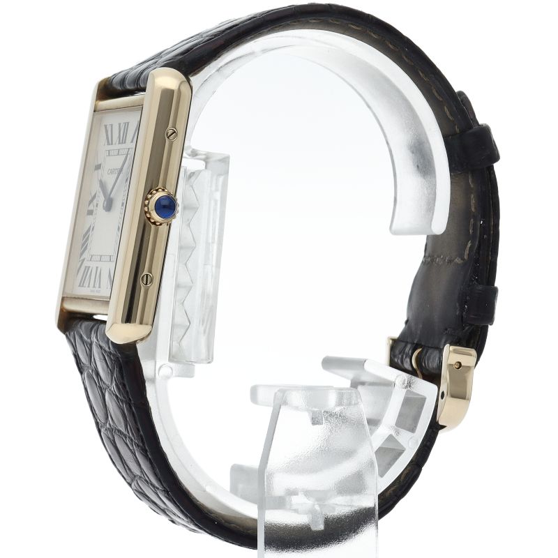 Cartier Tank Solo LM Watch 18K Yellow Gold SS Leather White — view 3