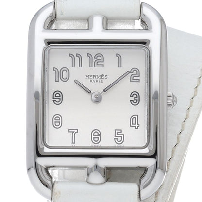 Hermes Cape Cod Double Tour Watch SS Leather Silver