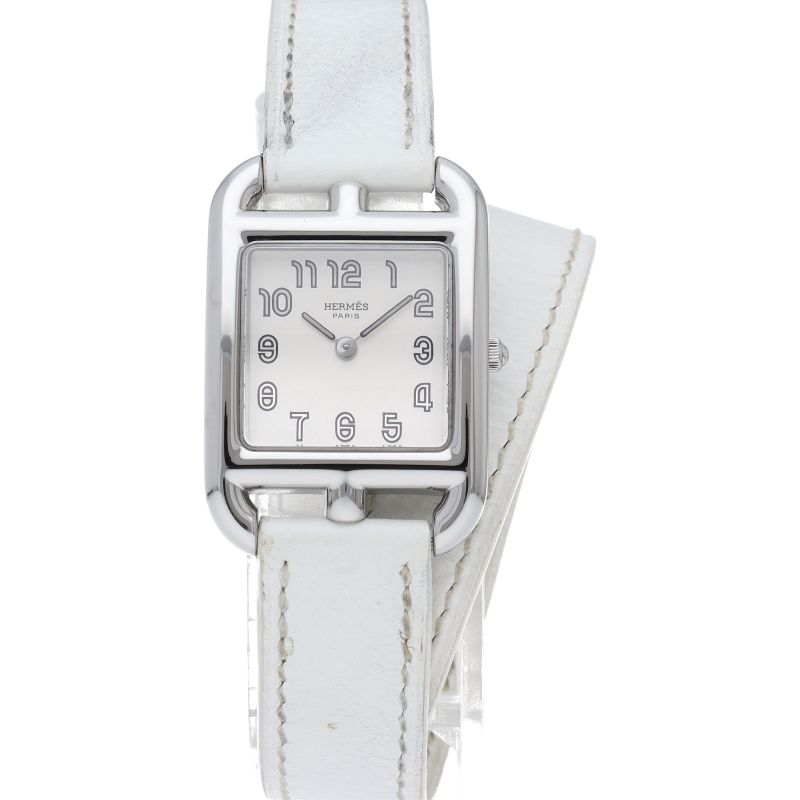 Hermes Cape Cod Double Tour Watch SS Leather Silver — view 2