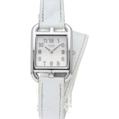 Hermes Cape Cod Double Tour Watch SS Leather Silver — view 2