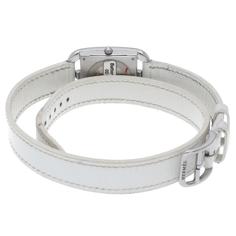 Hermes Cape Cod Double Tour Watch SS Leather Silver — view 5