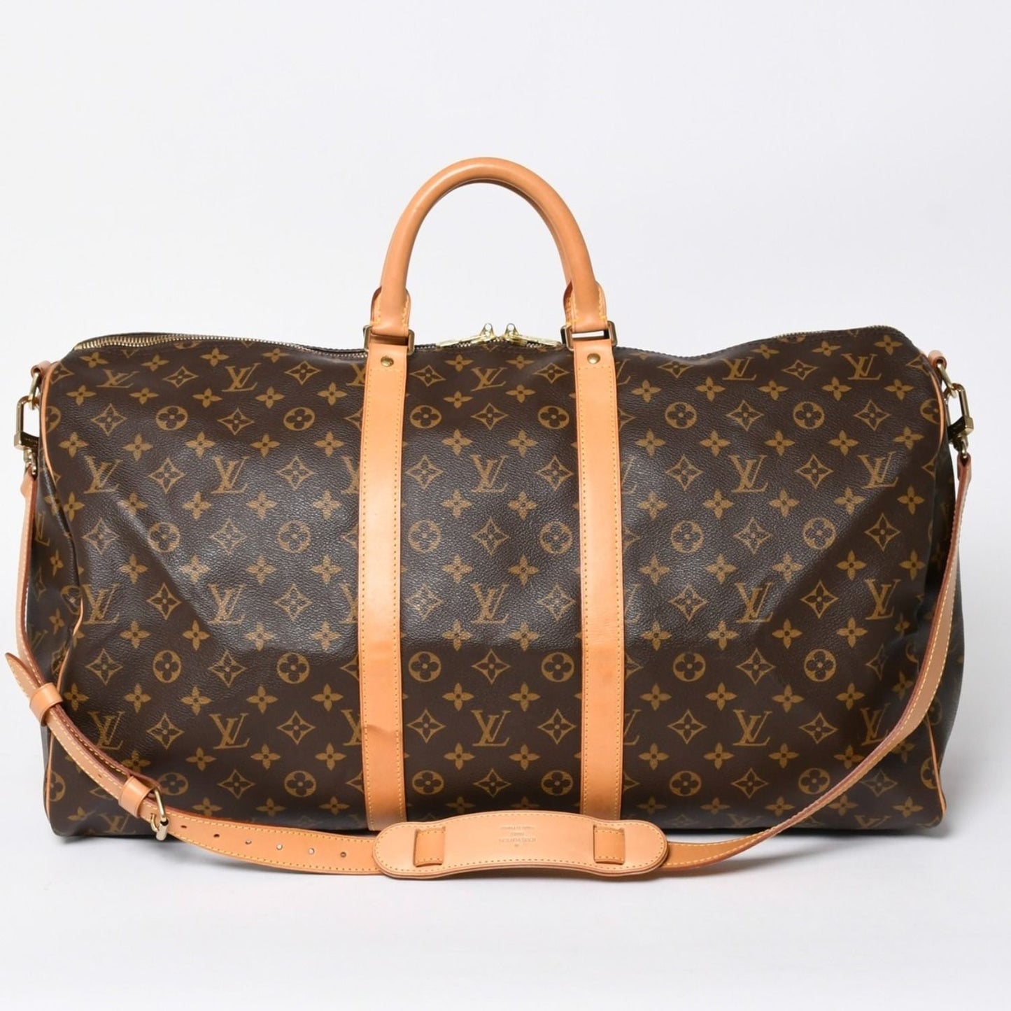 Louis Vuitton Monogram Keepall Bandouliere 55 2-Way Boston Bag Brown Canvas