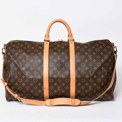 Louis Vuitton Monogram Keepall Bandouliere 55 2-Way Boston Bag Brown Canvas