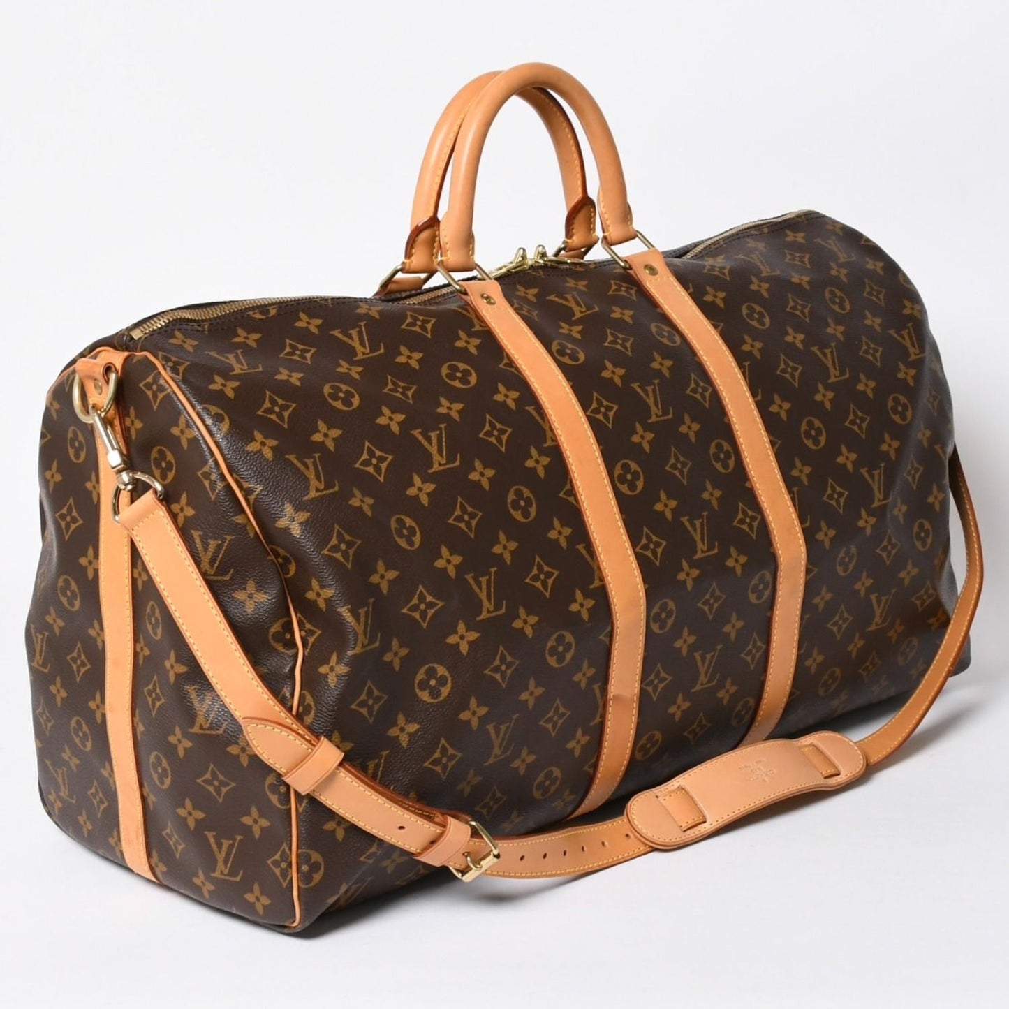 Louis Vuitton Monogram Keepall Bandouliere 55 2-Way Boston Bag Brown Canvas — view 3