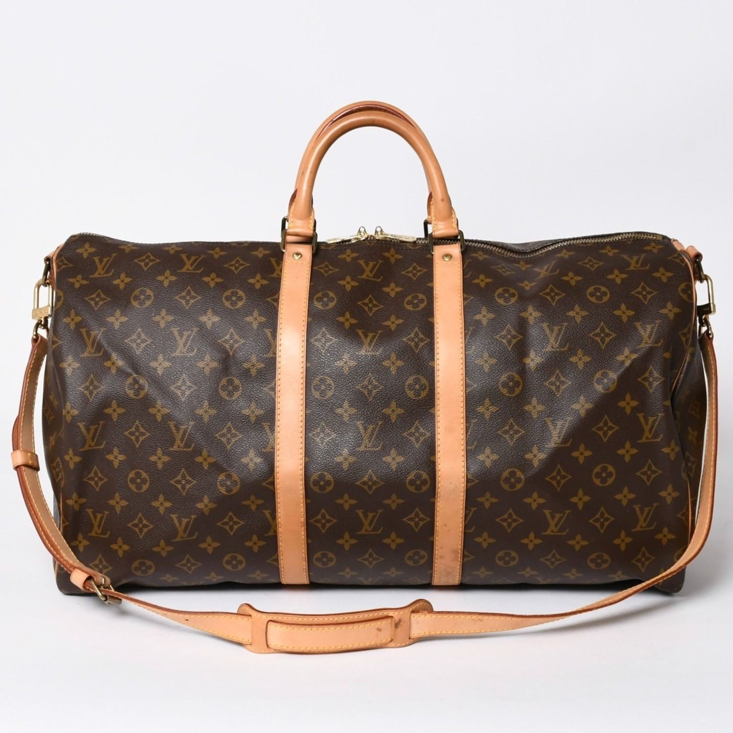 Louis Vuitton Monogram Keepall Bandouliere 55 2-Way Boston Bag Brown Canvas