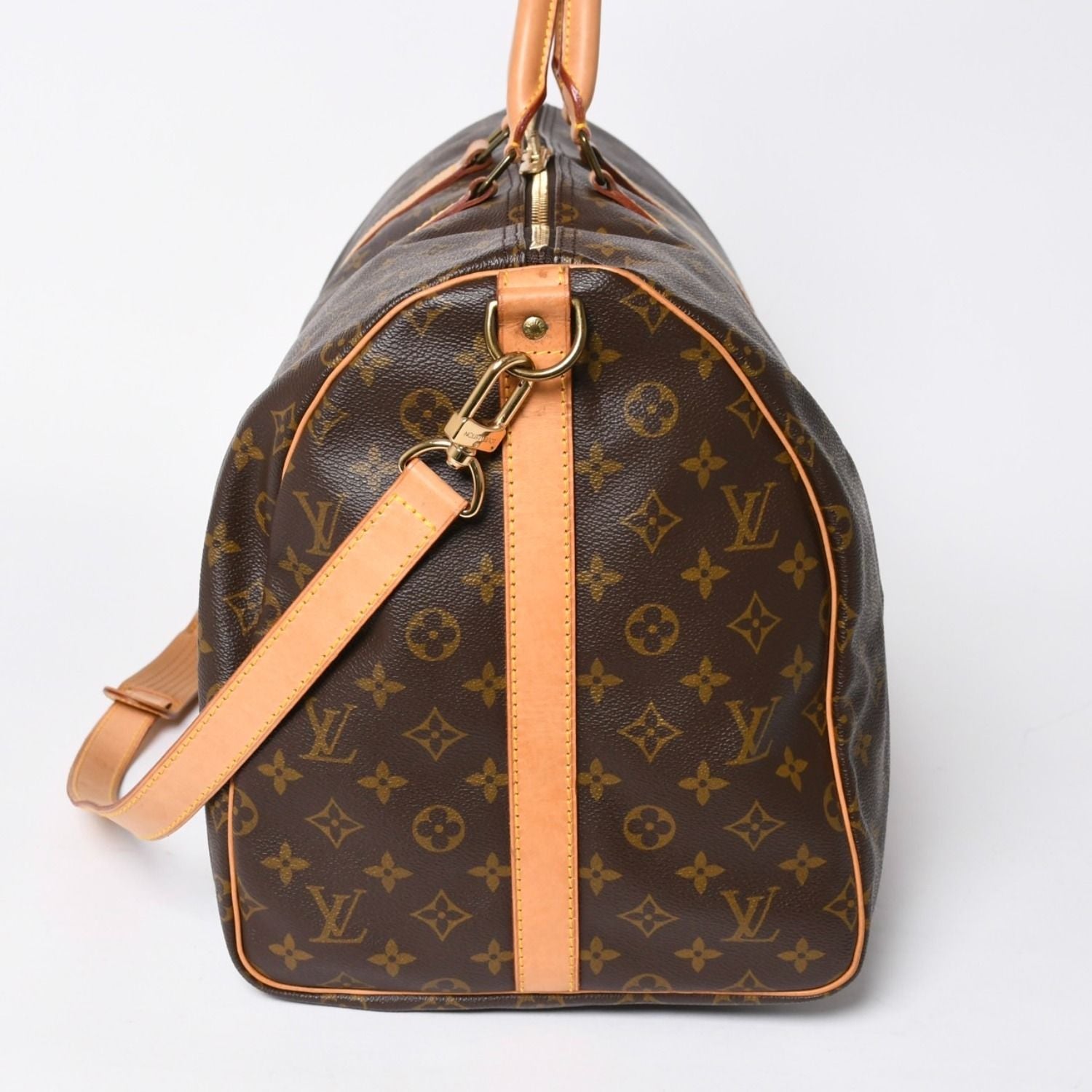 Louis Vuitton Monogram Keepall Bandouliere 55 2-Way Boston Bag Brown Canvas — view 4