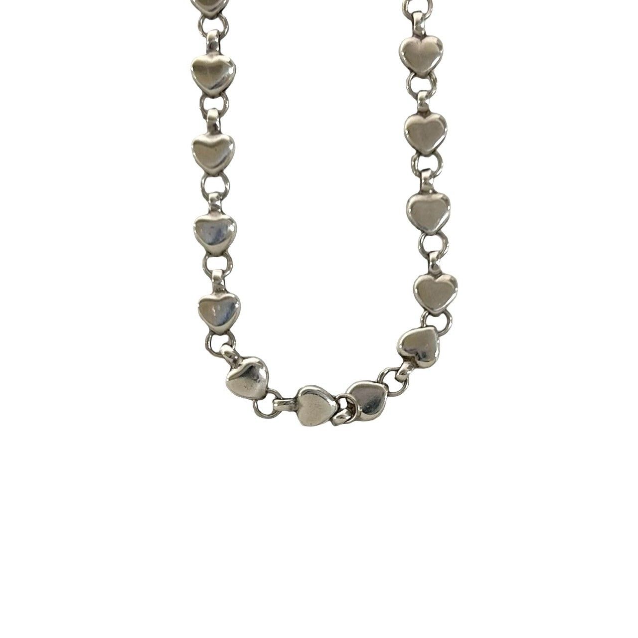 Tiffany & Co Vintage Puff Heart Necklace 925 Sterling Silver Chain Choker — view 4