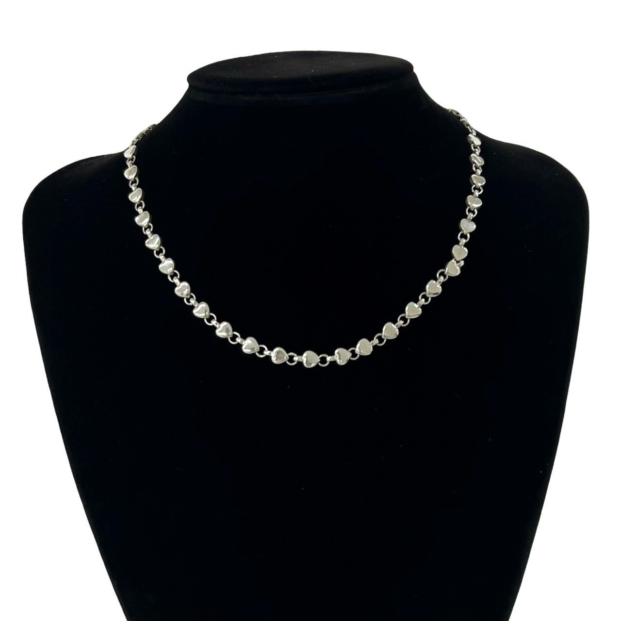 Tiffany & Co Vintage Puff Heart Necklace 925 Sterling Silver Chain Choker — view 2