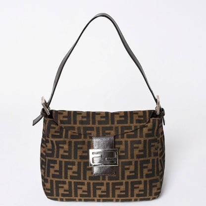 Fendi Mamma Baguette Bag Zucca Pattern Brown Vintage Silver