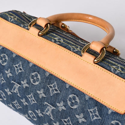 Louis Vuitton Neo Speedy Handbag Monogram Denim Indigo Blue Gold — view 8