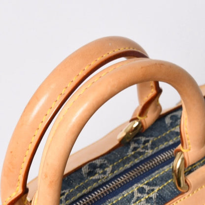 Louis Vuitton Neo Speedy Handbag Monogram Denim Indigo Blue Gold — view 5