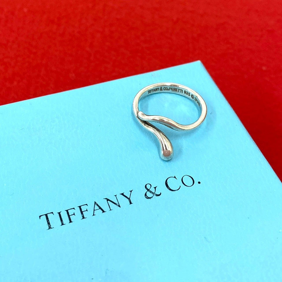 Tiffany & Co Vintage Teardrop Ring 925 Sterling Silver