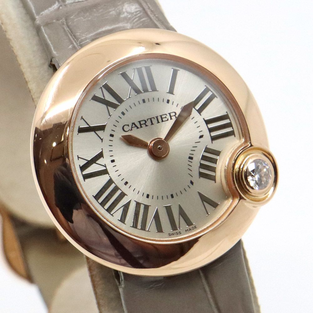 Cartier Ballon Blanc WGBL0004 Silver Watch Pink Gold Quartz Leather — view 3