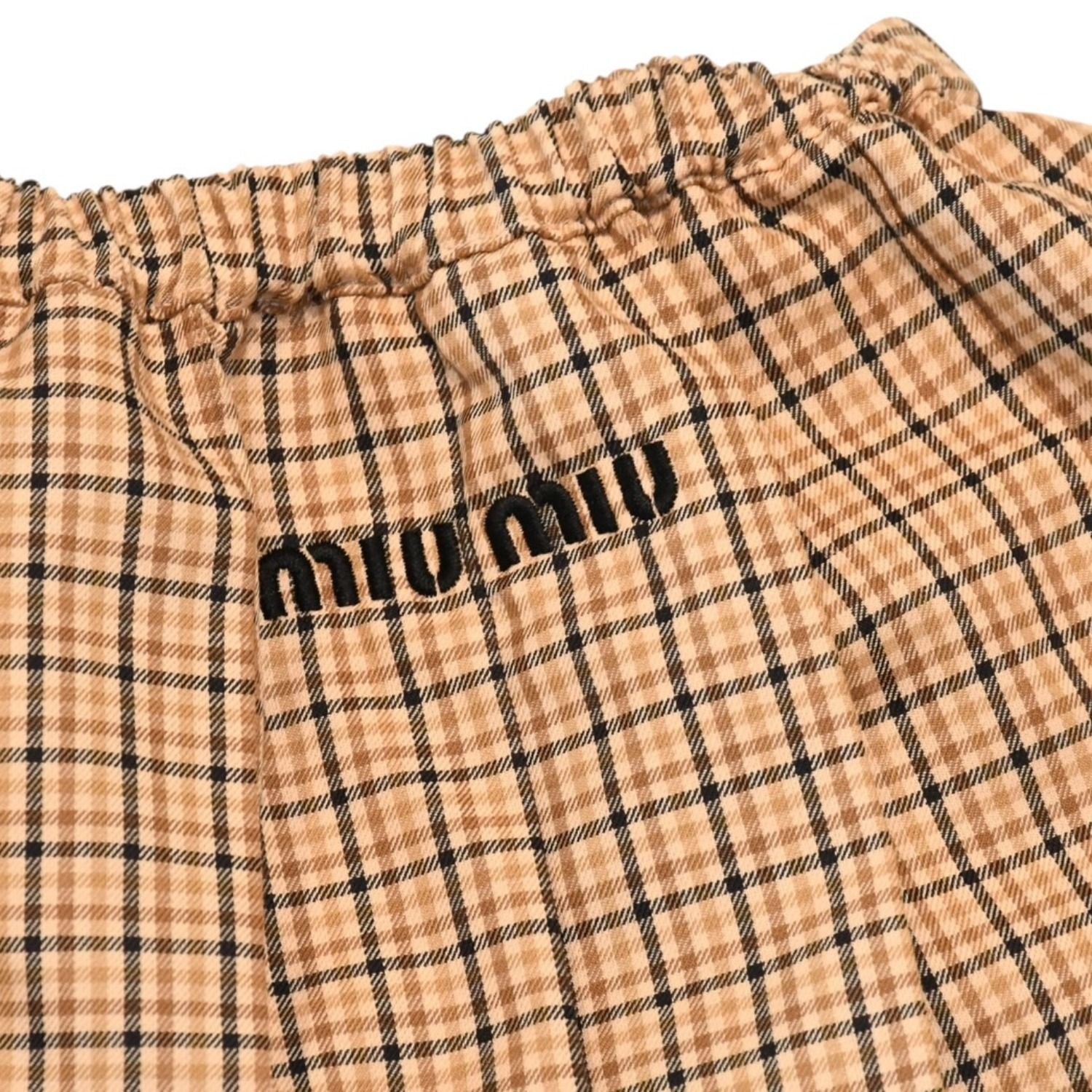 Miu Miu Pleated Check Mini Skirt Beige Brown Pattern Y2k — view 6