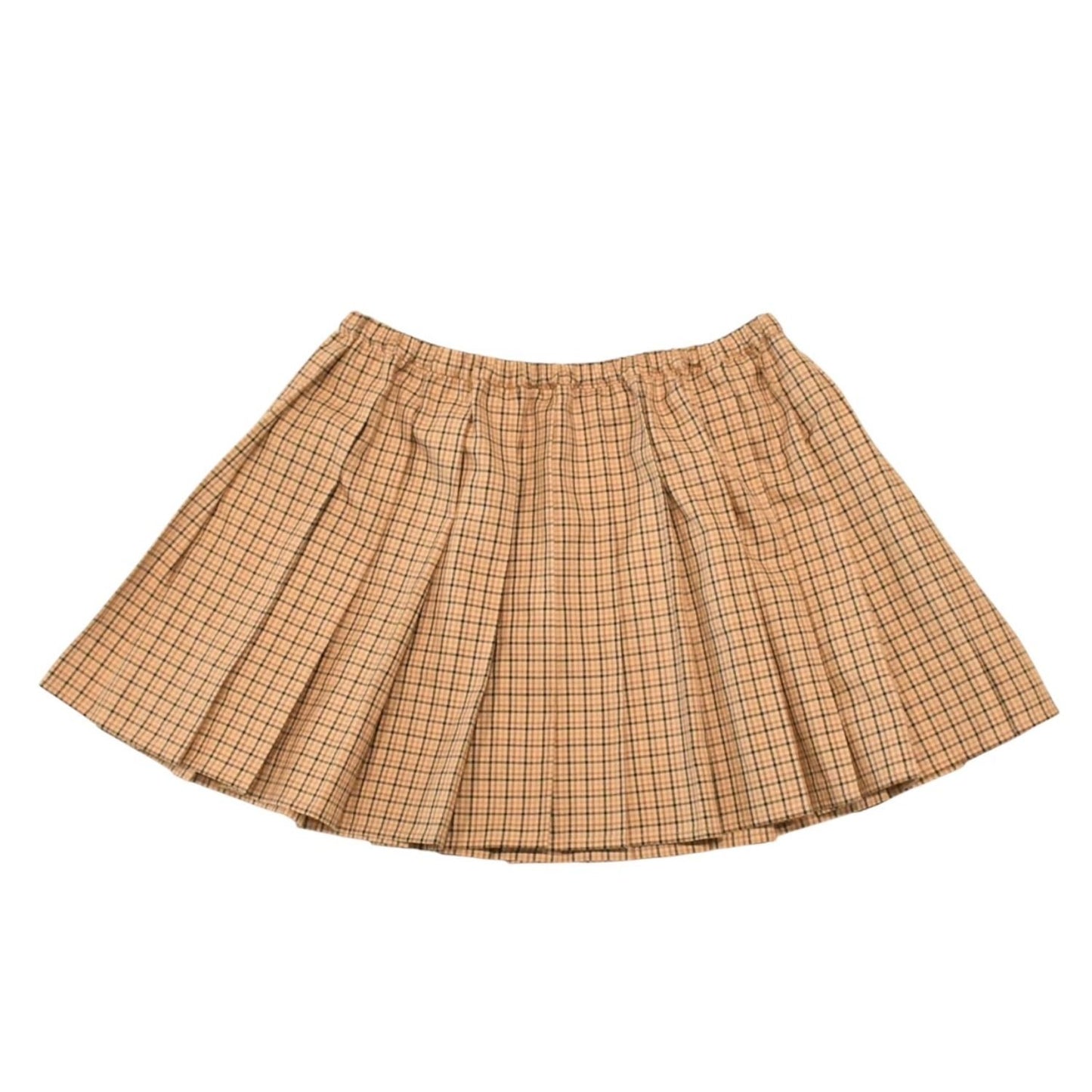 Miu Miu Pleated Check Mini Skirt Beige Brown Pattern Y2k — view 2