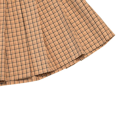 Miu Miu Pleated Check Mini Skirt Beige Brown Pattern Y2k — view 4