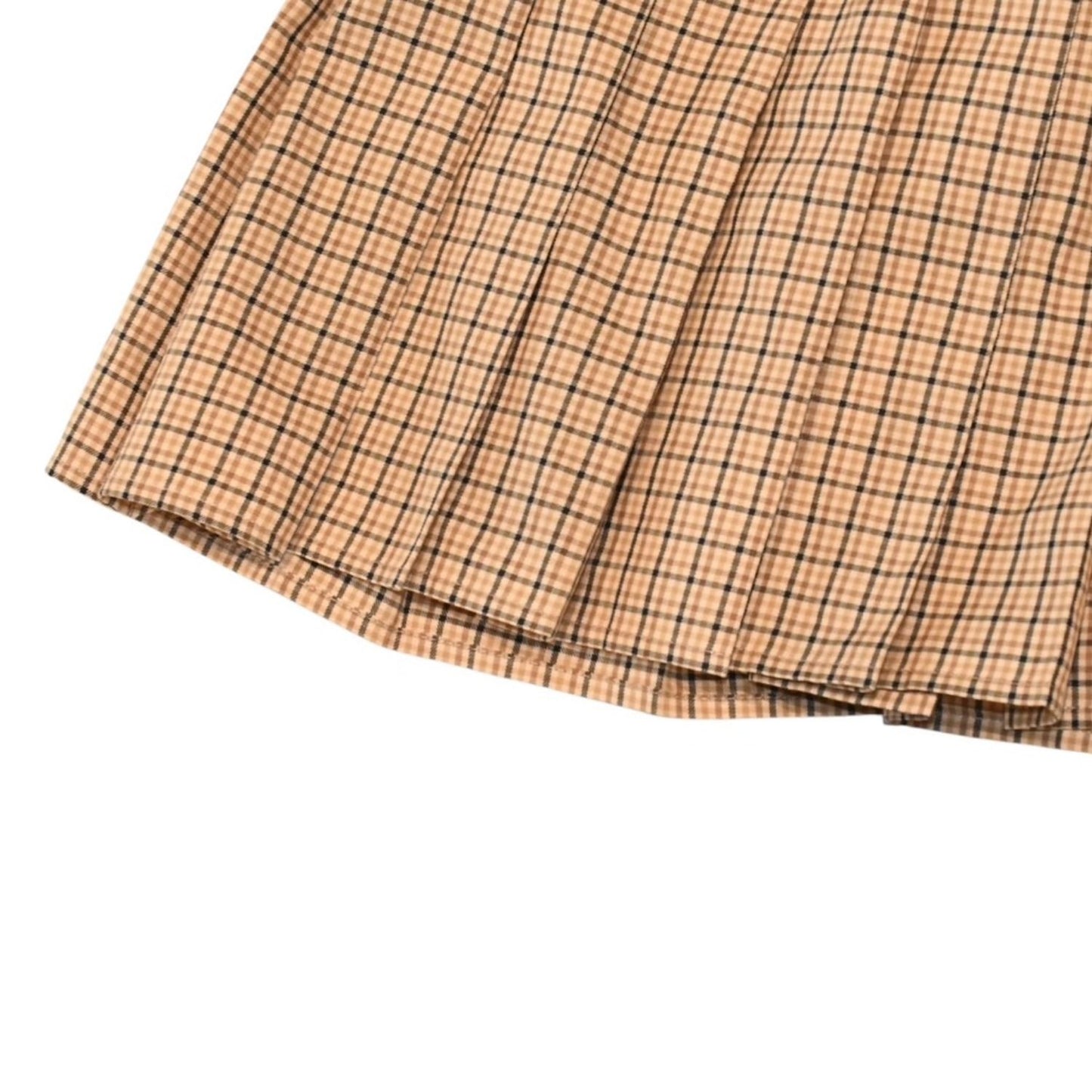 Miu Miu Pleated Check Mini Skirt Beige Brown Pattern Y2k — view 5