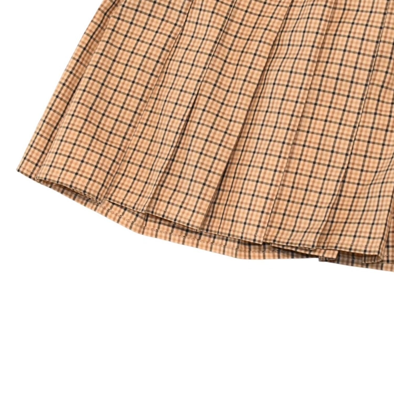 Miu Miu Pleated Check Mini Skirt Beige Brown Pattern Y2k — view 5