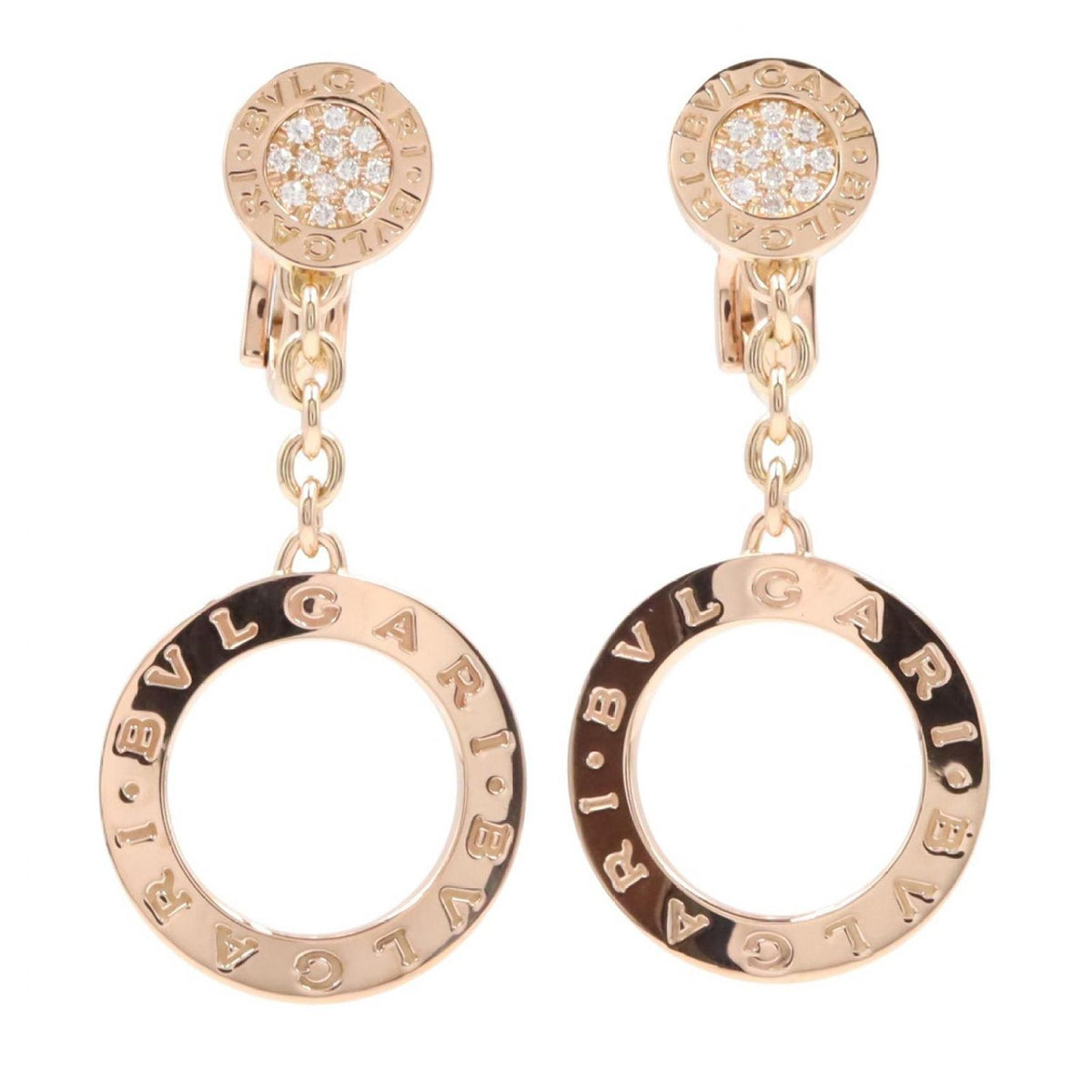 Bvlgari Earrings Pave Diamond 18K Pink Gold