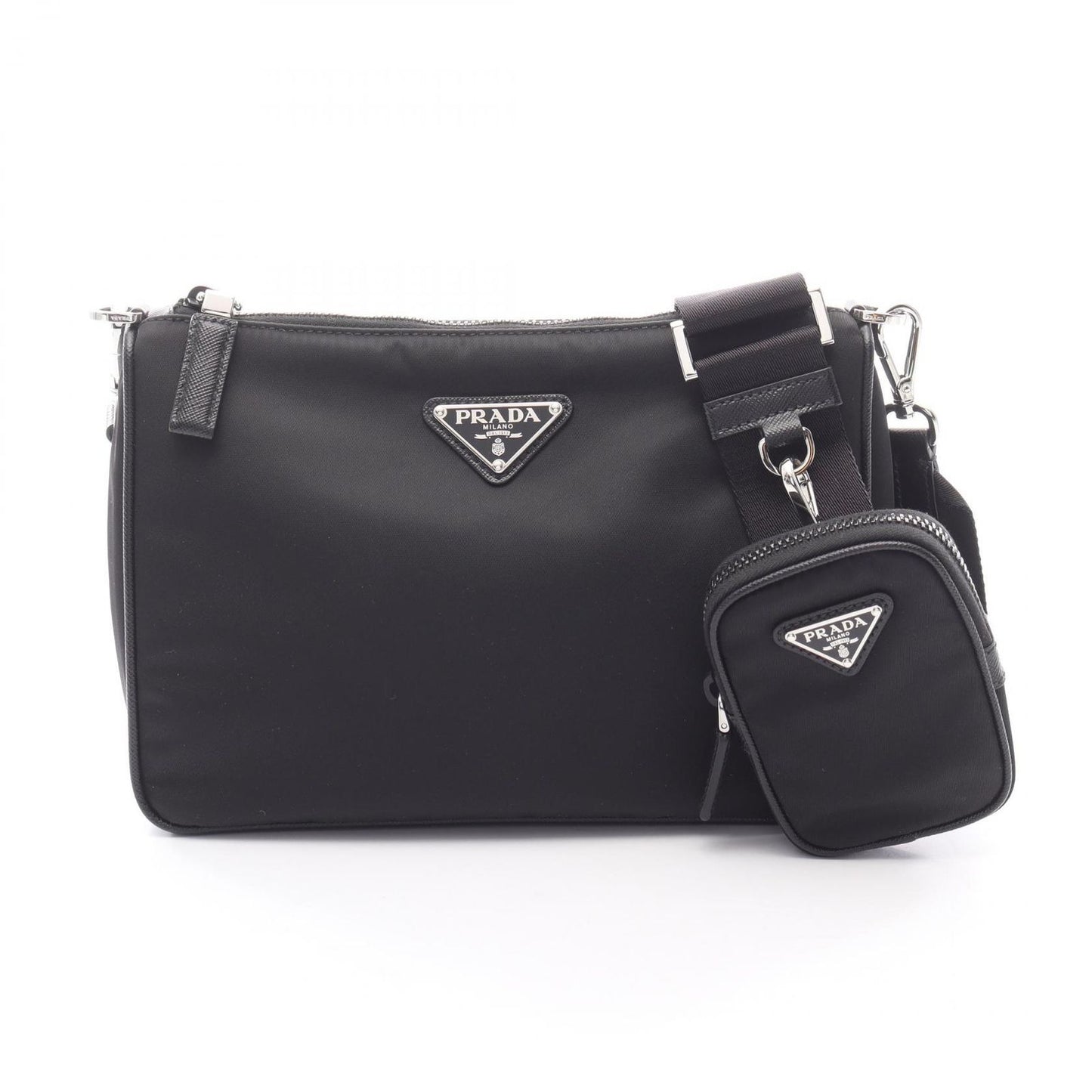 Prada Shoulder Bag Nylon Saffiano Leather