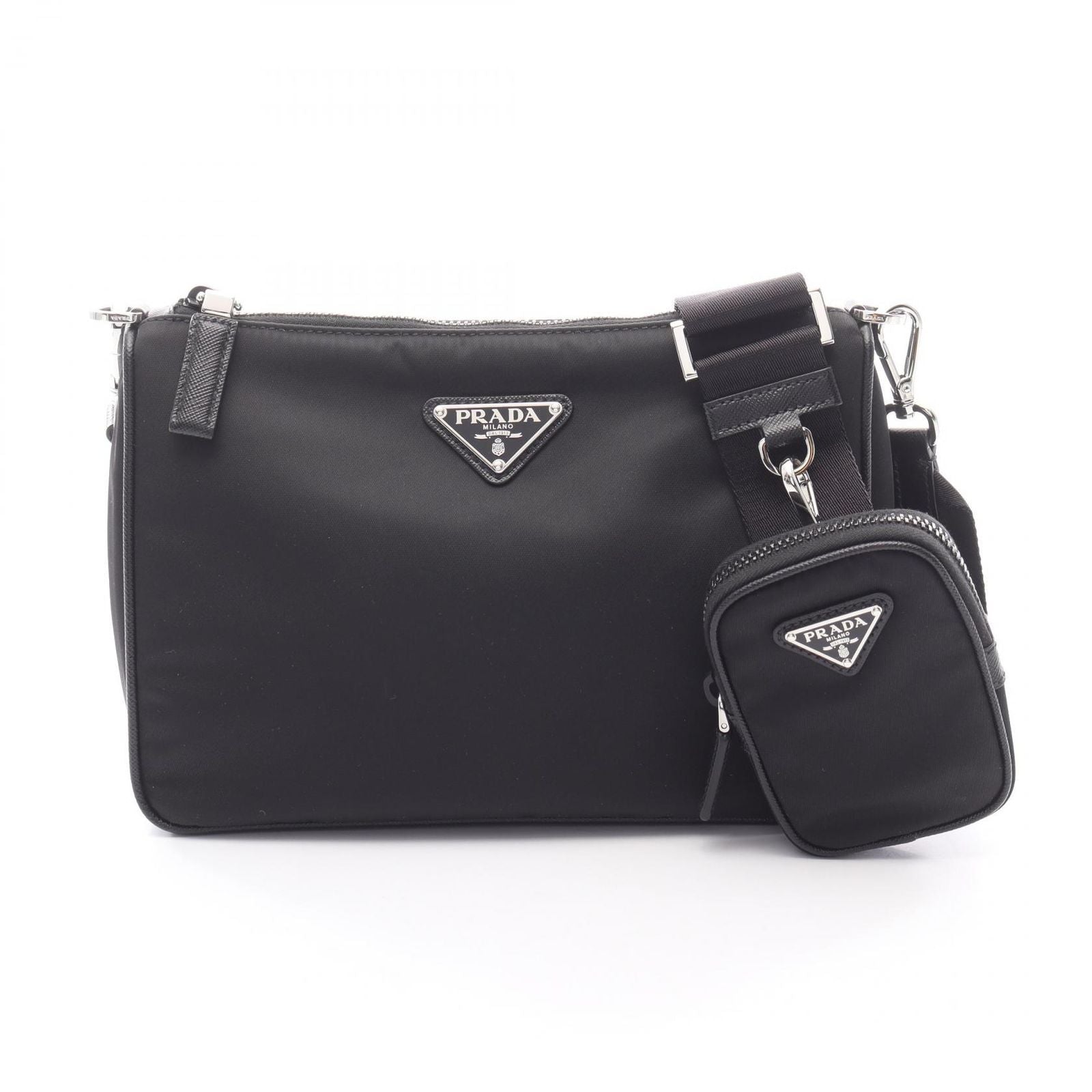 Prada Shoulder Bag Nylon Saffiano Leather
