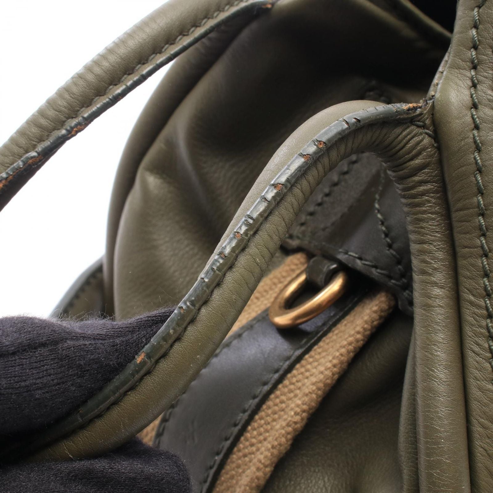Dior Shoulder Bag Lattice Messenger Green Leather — view 6