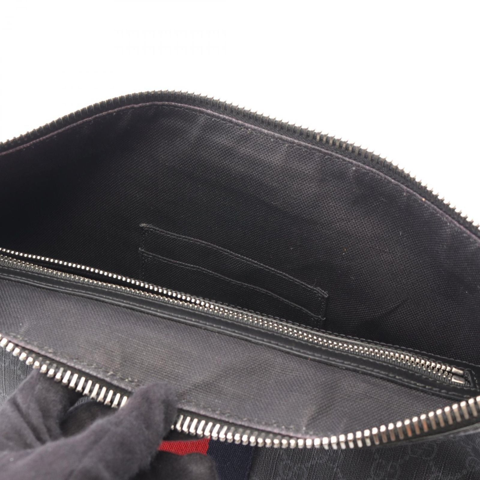 Gucci Shoulder Bag GG Supreme Webbing Line Gray Black Canvas Leather — view 5