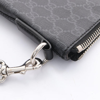 Gucci Shoulder Bag GG Supreme Webbing Line Gray Black Canvas Leather — view 7