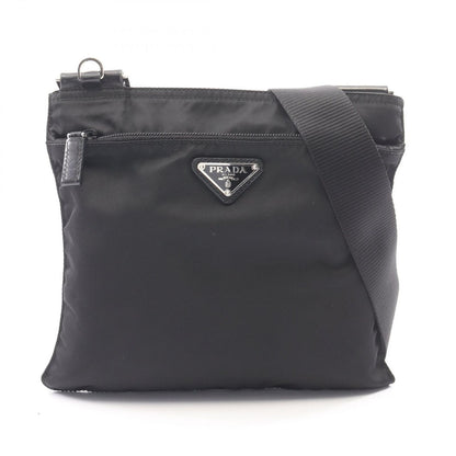 Prada Shoulder Bag Triangle Logo Black Nylon Leather