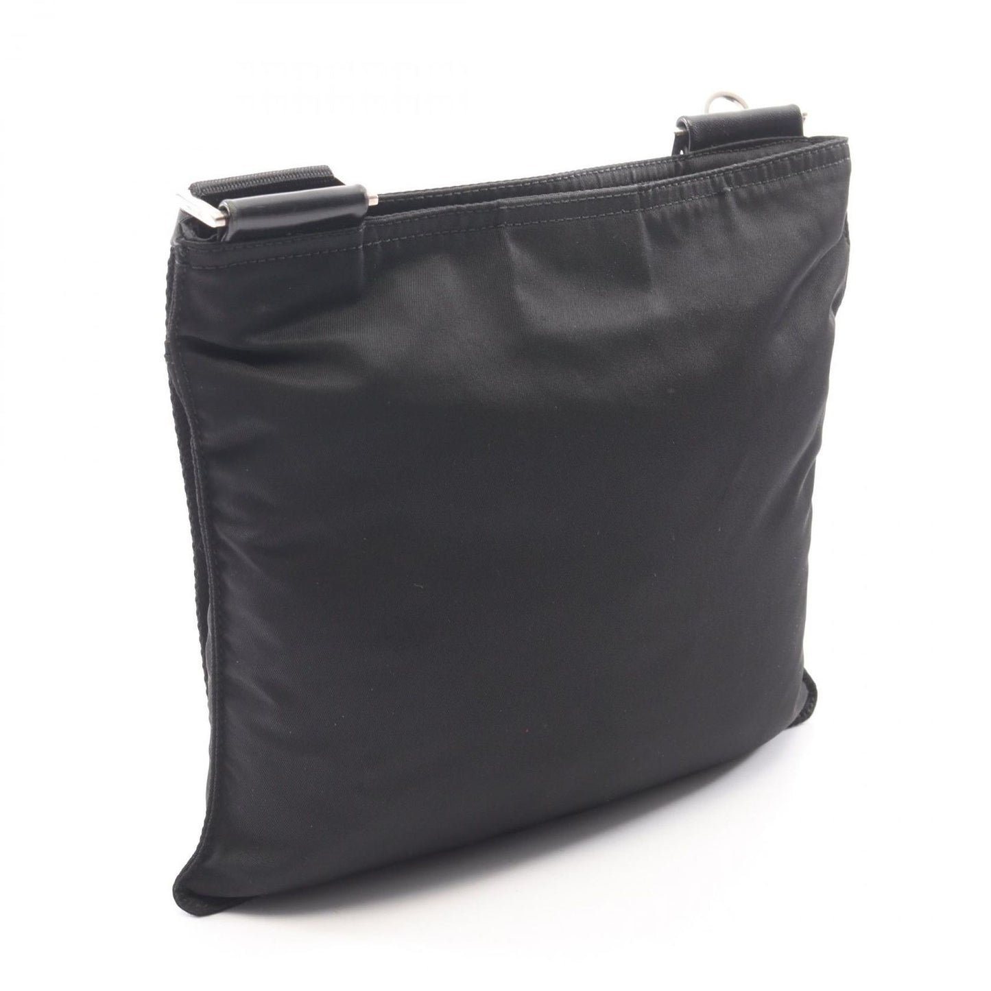Prada Shoulder Bag Triangle Logo Black Nylon Leather — view 2