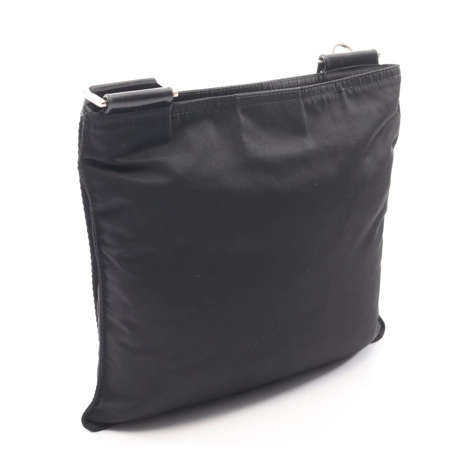 Prada Shoulder Bag Triangle Logo Black Nylon Leather — view 2